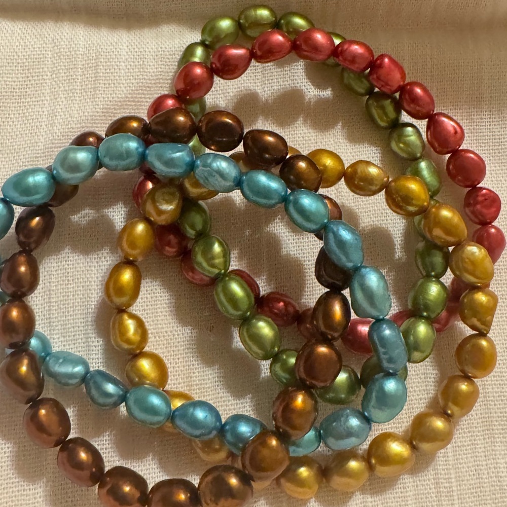 Honora Set of 5 Real Dyed Cultured Pearl Stretch Bracelets